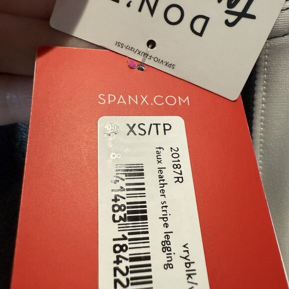 Spanx Faux Leather Stripe Leggings Size XS NWT Vegan - Picture 14 of 16